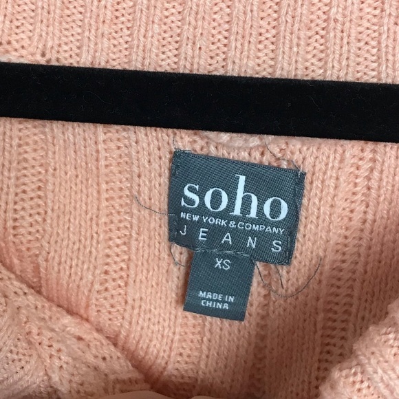 New York & Co Company Soho Jeans Peach Cable Sweater - Picture 5 of 9